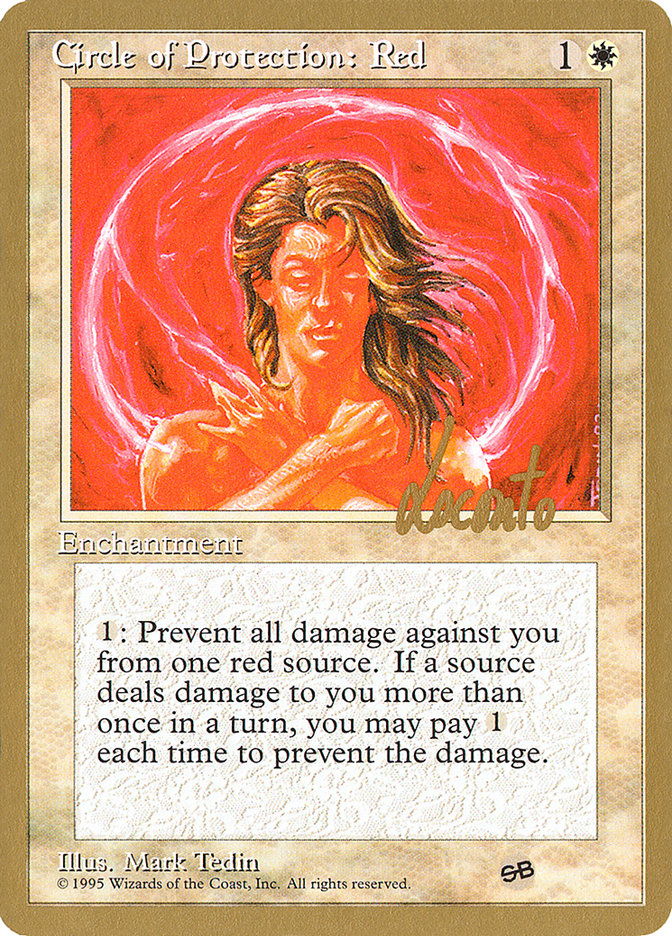 Circle of Protection: Red (Michael Loconto) (SB) (4ED) [Pro Tour Collector Set] | Exor Games Dartmouth