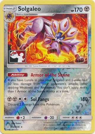 Solgaleo (142/236) (Pokemon Club Special Print) [Sun & Moon: Cosmic Eclipse] | Exor Games Dartmouth