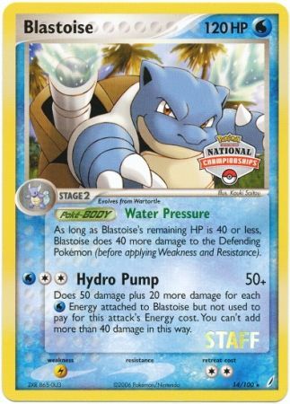 Blastoise (14/100) (National Championship Promo Staff) [EX: Crystal Guardians] | Exor Games Dartmouth