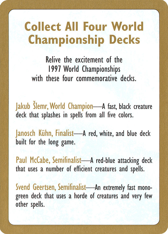 1997 World Championships Ad [World Championship Decks 1997] | Exor Games Dartmouth