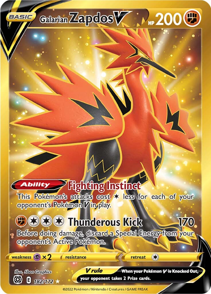 Galarian Zapdos V (182/172) [Sword & Shield: Brilliant Stars] | Exor Games Dartmouth