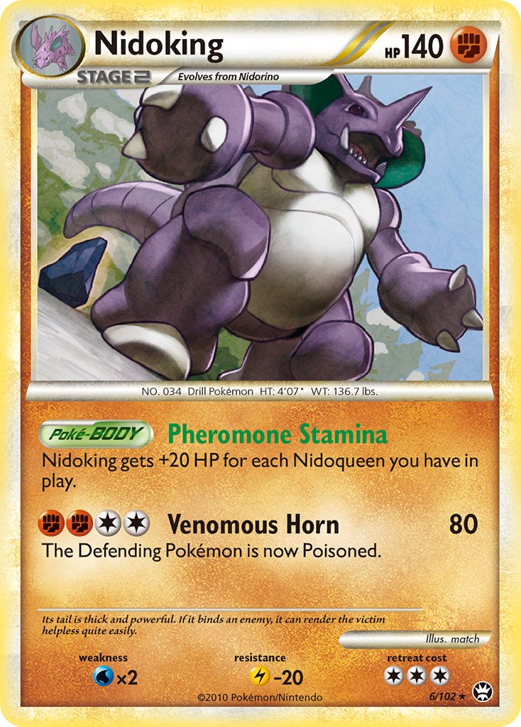 Nidoking (6/102) (Cracked Ice Holo) (Theme Deck Exclusive) [HeartGold & SoulSilver: Triumphant] | Exor Games Dartmouth