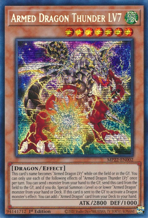 Armed Dragon Thunder LV7 [MP22-EN002] Prismatic Secret Rare | Exor Games Dartmouth