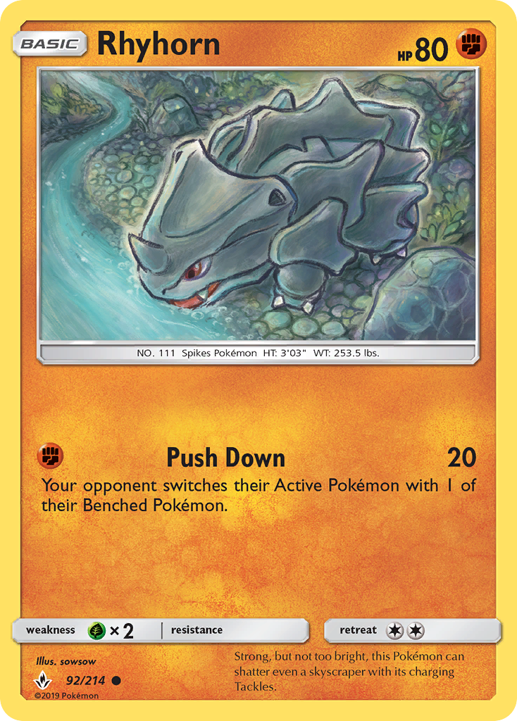 Rhyhorn (92/214) [Sun & Moon: Unbroken Bonds] | Exor Games Dartmouth