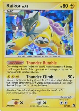 Raikou (16/132) (Cracked Ice Holo) [Diamond & Pearl: Secret Wonders] | Exor Games Dartmouth