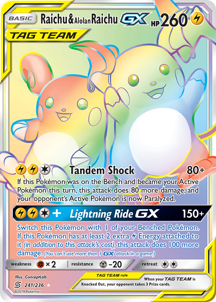 Raichu & Alolan Raichu GX (241/236) [Sun & Moon: Unified Minds] | Exor Games Dartmouth