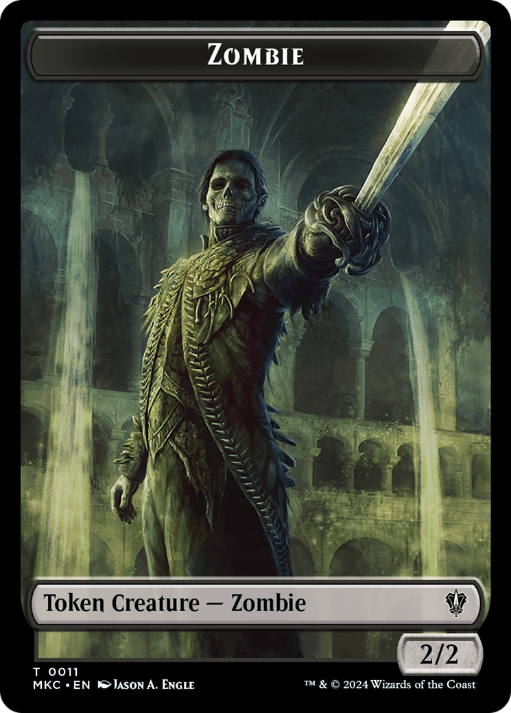 Salamander Warrior // Zombie Double-Sided Token [Murders at Karlov Manor Commander Tokens] | Exor Games Dartmouth