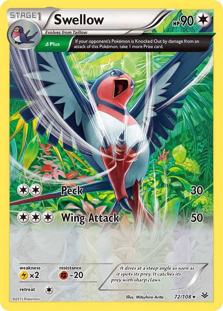 Swellow (72/108) (Theme Deck Exclusive) [XY: Roaring Skies] | Exor Games Dartmouth