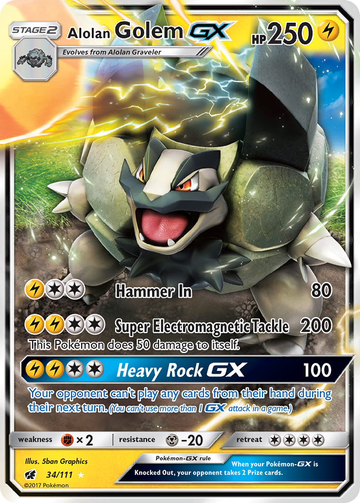 Alolan Golem GX (34/111) [Sun & Moon: Crimson Invasion] | Exor Games Dartmouth