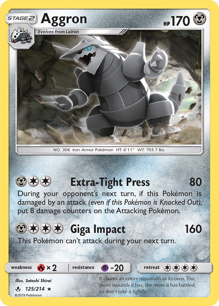 Aggron (125/214) [Sun & Moon: Unbroken Bonds] | Exor Games Dartmouth