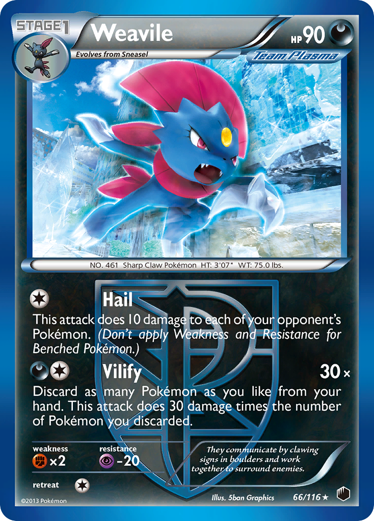 Weavile (66/116) [Black & White: Plasma Freeze] | Exor Games Dartmouth