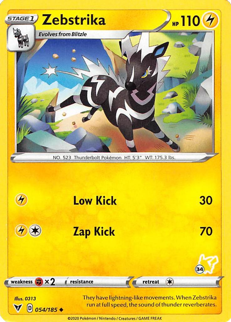 Zebstrika (054/185) (Pikachu Stamp #34) [Battle Academy 2022] | Exor Games Dartmouth