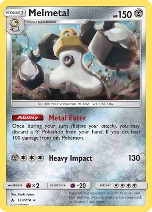 Melmetal (129/214) (Cosmos Holo) [Sun & Moon: Unbroken Bonds] | Exor Games Dartmouth