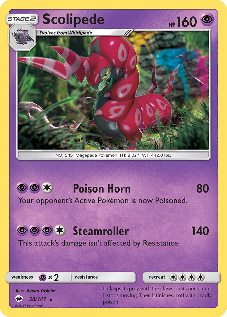 Scolipede (58/147) [Sun & Moon: Burning Shadows] | Exor Games Dartmouth