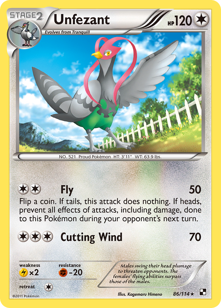 Unfezant (86/114) [Black & White: Base Set] | Exor Games Dartmouth