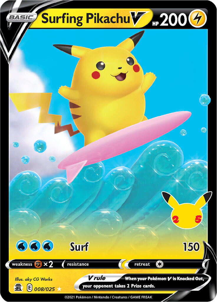 Surfing Pikachu V (008/025) [Celebrations: 25th Anniversary] | Exor Games Dartmouth