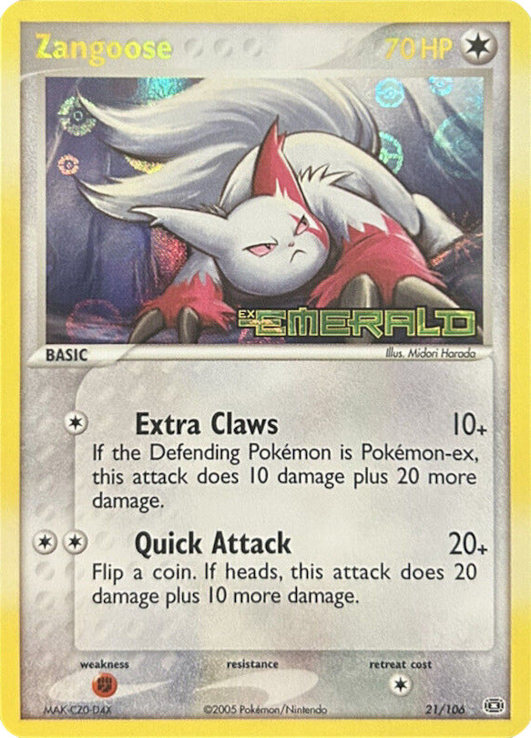 Zangoose (21/106) (Stamped) [EX: Emerald] | Exor Games Dartmouth