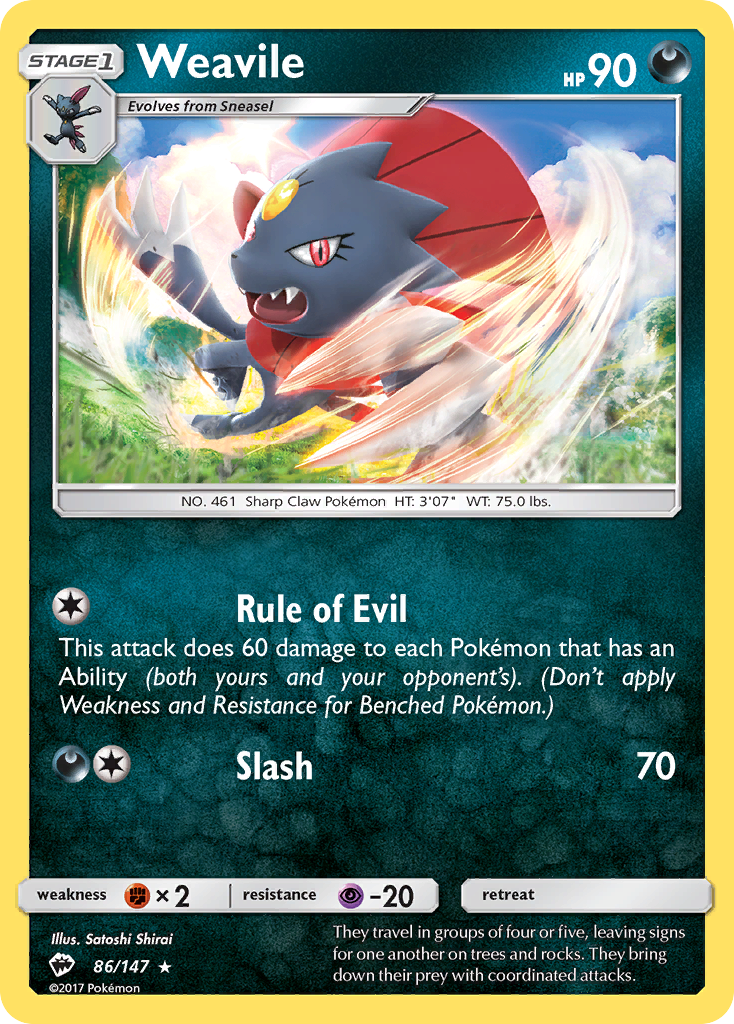 Weavile (86/147) [Sun & Moon: Burning Shadows] | Exor Games Dartmouth