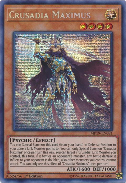 Crusadia Maximus [MP19-EN081] Prismatic Secret Rare | Exor Games Dartmouth