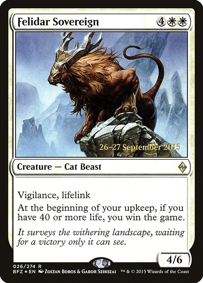 Felidar Sovereign  [Battle for Zendikar Prerelease Promos] | Exor Games Dartmouth