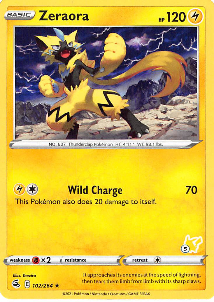 Zeraora (102/264) (Pikachu Stamp #5) [Battle Academy 2022] | Exor Games Dartmouth