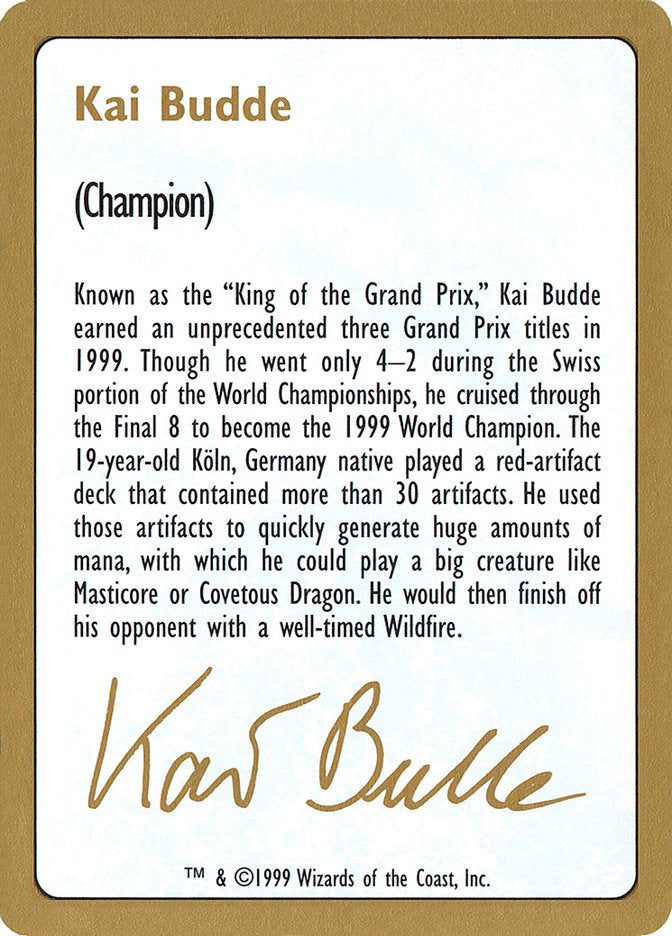 Kai Budde Bio [World Championship Decks 1999] | Exor Games Dartmouth