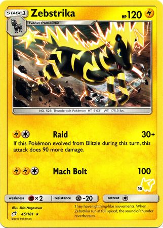 Zebstrika (45/181) (Pikachu Stamp #16) [Battle Academy 2020] | Exor Games Dartmouth