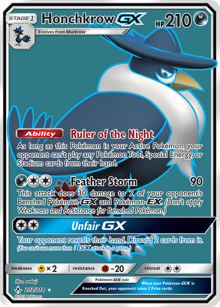 Honchkrow GX (202/214) [Sun & Moon: Unbroken Bonds] | Exor Games Dartmouth