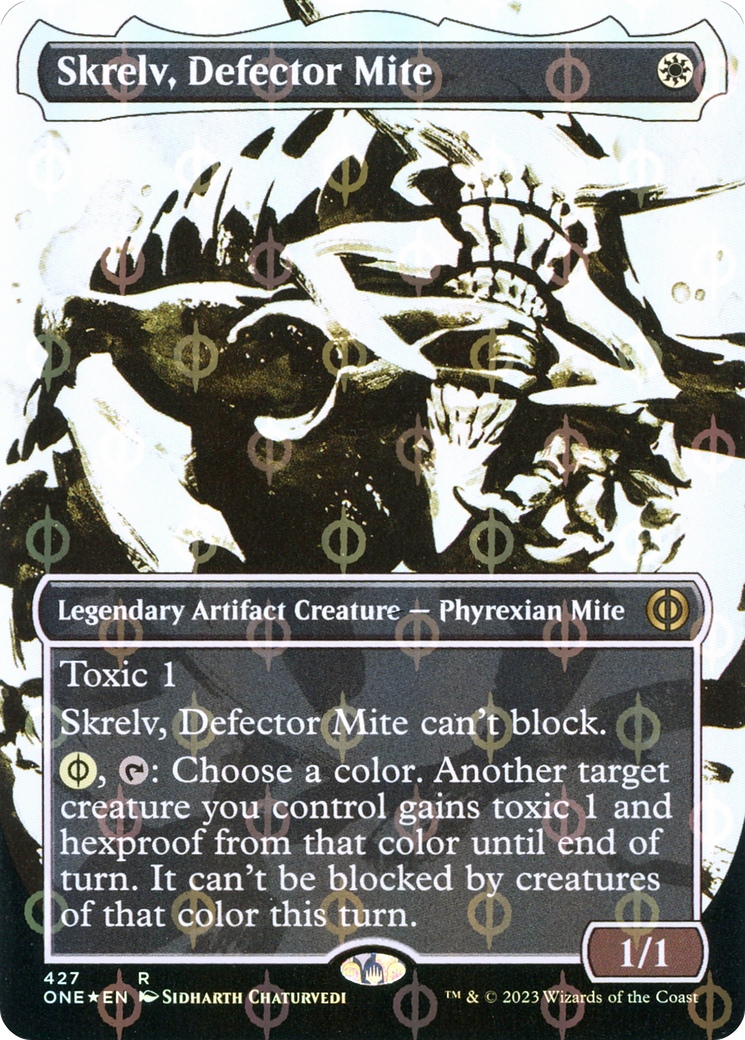 Skrelv, Defector Mite (Borderless Ichor Step-and-Compleat Foil) [Phyrexia: All Will Be One] | Exor Games Dartmouth