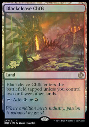 Blackcleave Cliffs [Phyrexia: All Will Be One Prerelease Promos] | Exor Games Dartmouth