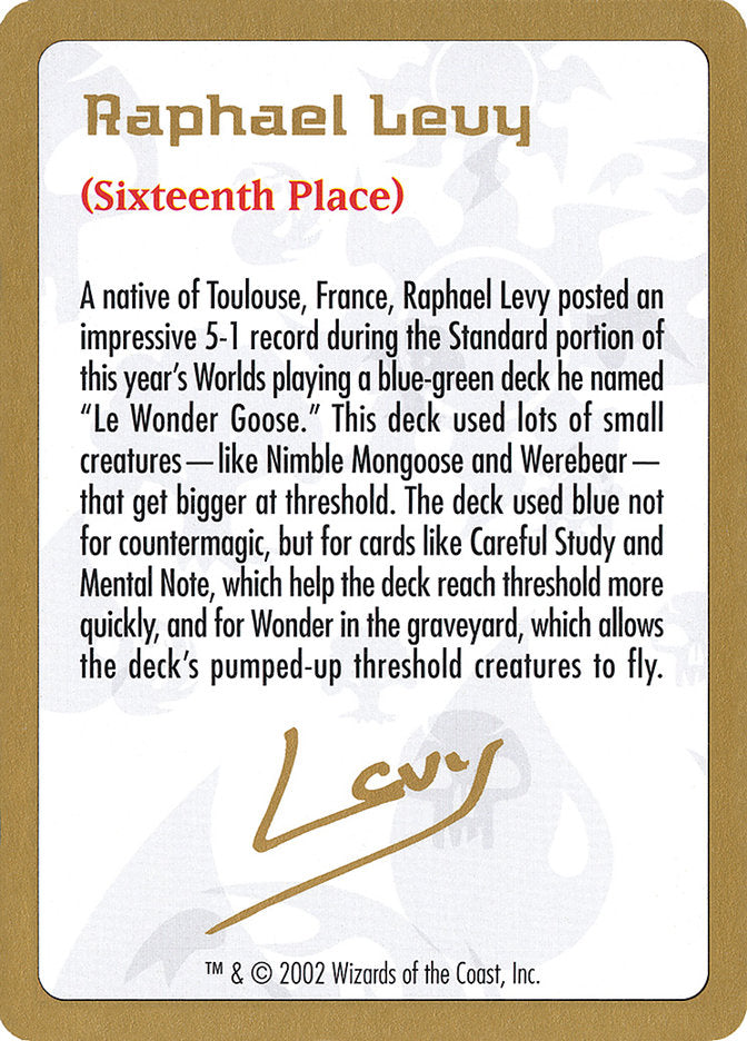 Raphael Levy Bio [World Championship Decks 2002] | Exor Games Dartmouth