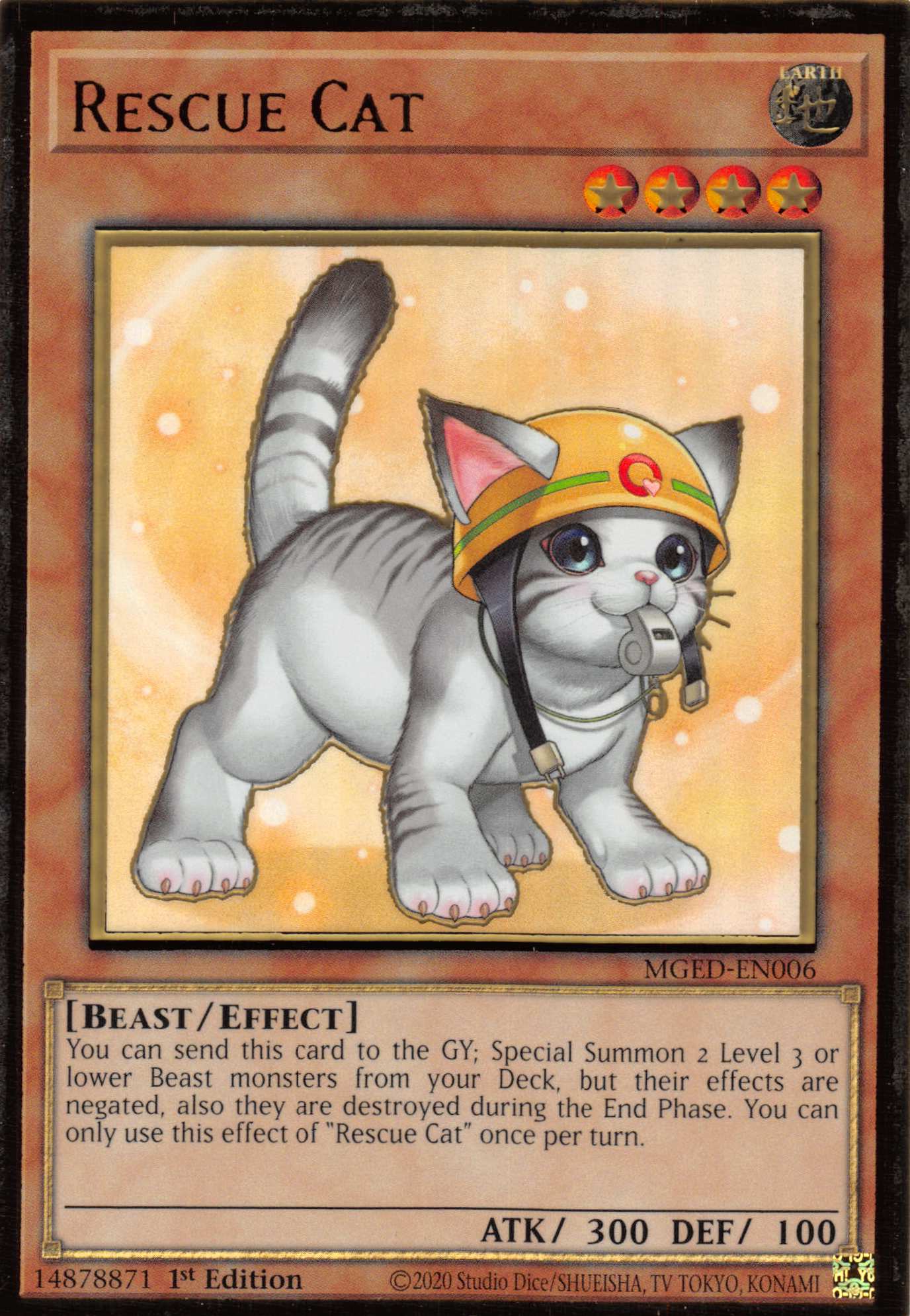 Rescue Cat (Alternate Art) [MGED-EN006] Gold Rare | Exor Games Dartmouth