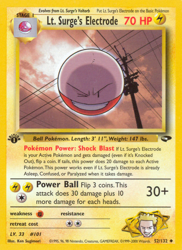 Lt. Surge's Electrode (52/132) [Gym Challenge 1st Edition] | Exor Games Dartmouth