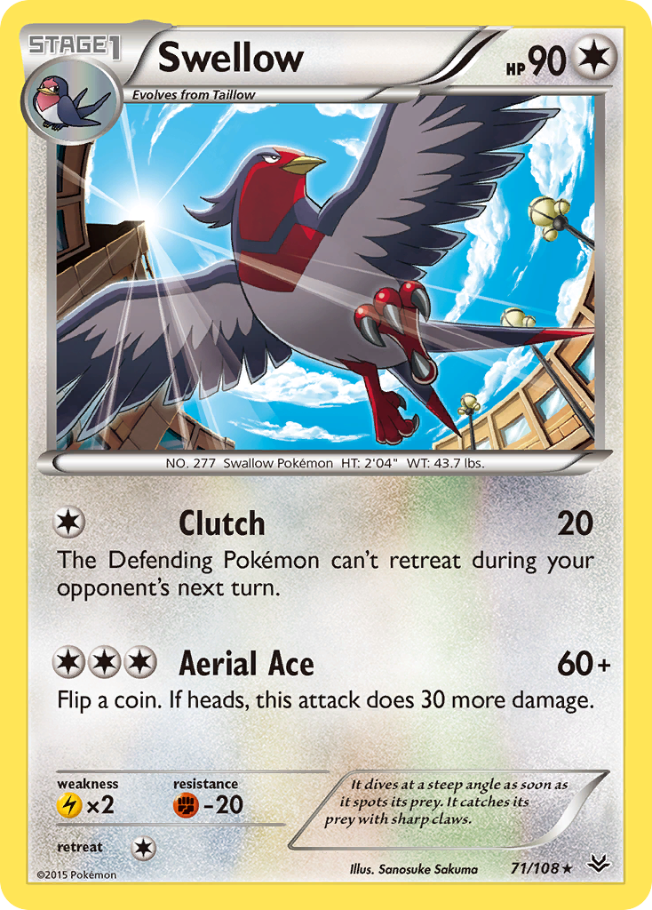 Swellow (71/108) [XY: Roaring Skies] | Exor Games Dartmouth