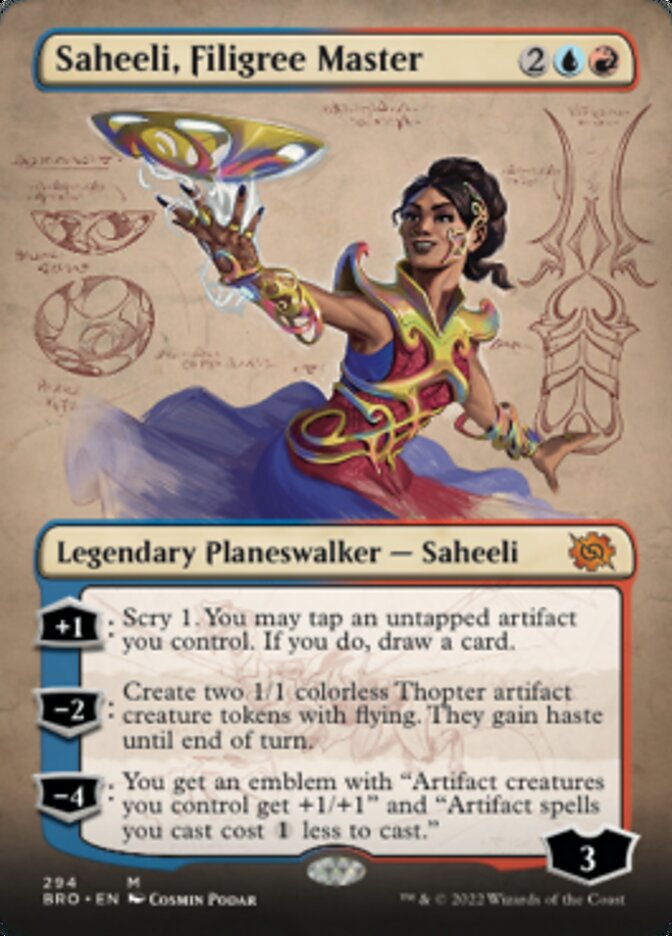 Saheeli, Filigree Master (Borderless Alternate Art) [The Brothers' War] | Exor Games Dartmouth