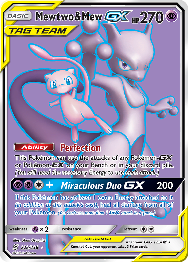 Mewtwo & Mew GX (222/236) [Sun & Moon: Unified Minds] | Exor Games Dartmouth