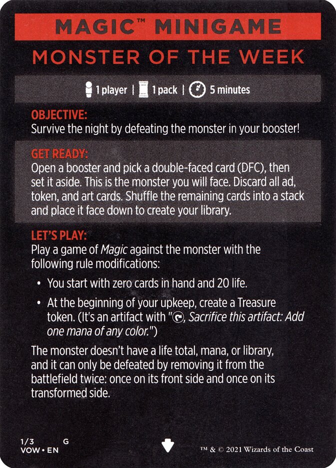 Monster of The Week (Magic Minigame) [Innistrad: Crimson Vow Minigame] | Exor Games Dartmouth