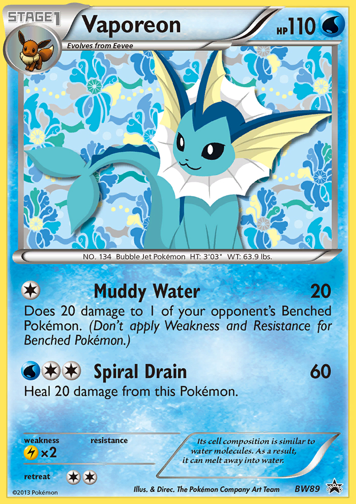 Vaporeon (BW89) [Black & White: Black Star Promos] | Exor Games Dartmouth