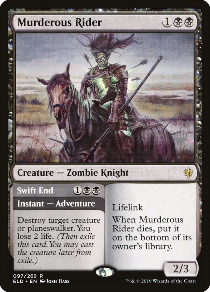 Murderous Rider // Swift End (Promo Pack) [Throne of Eldraine Promos] | Exor Games Dartmouth