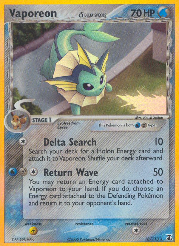 Vaporeon (18/113) (Delta Species) [EX: Delta Species] | Exor Games Dartmouth