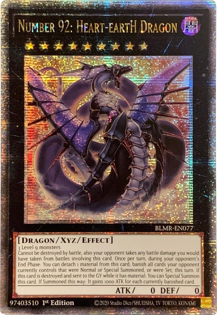 Number 92: Heart-eartH Dragon [BLMR-EN077] Quarter Century Secret Rare | Exor Games Dartmouth