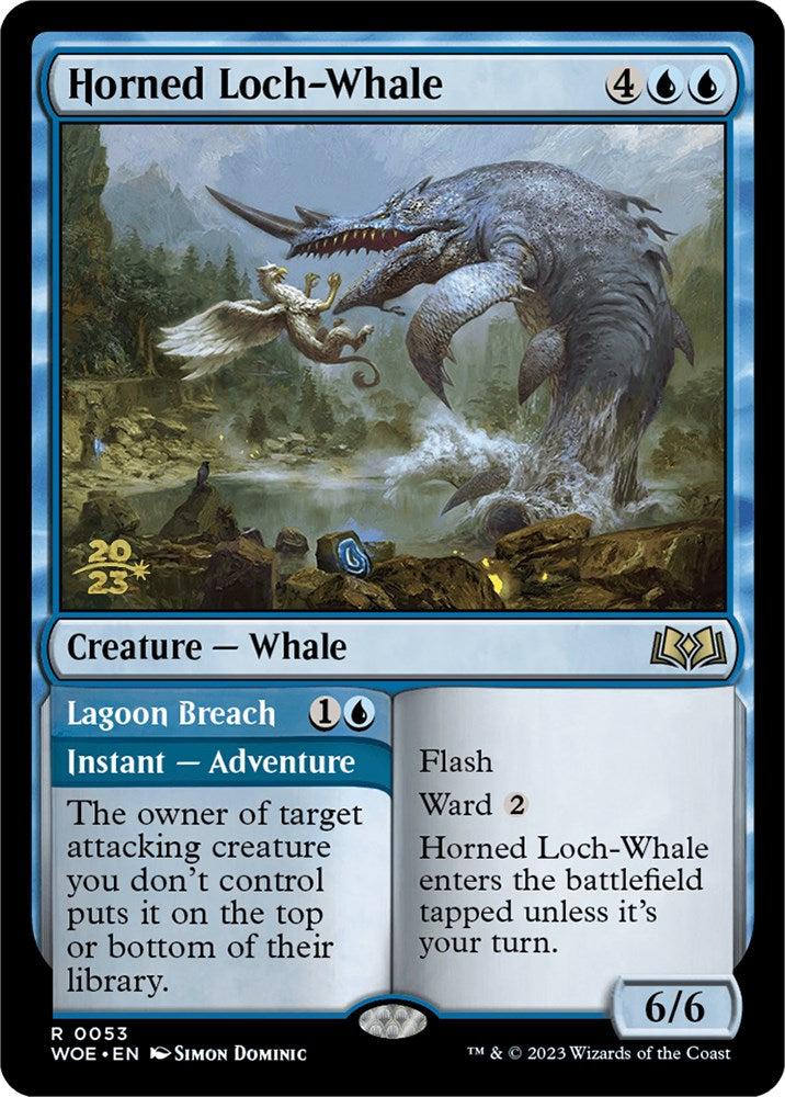 Horned Loch-Whale // Lagoon Breach (Promo Pack) [Wilds of Eldraine Promos] | Exor Games Dartmouth