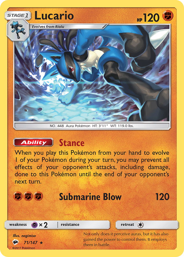 Lucario (71/147) [Sun & Moon: Burning Shadows] | Exor Games Dartmouth