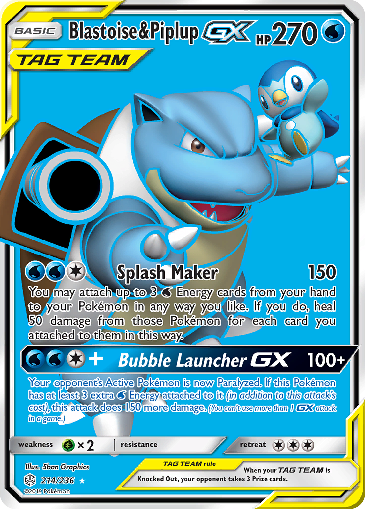 Blastoise & Piplup GX (214/236) [Sun & Moon: Cosmic Eclipse] | Exor Games Dartmouth