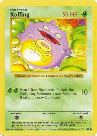 Koffing (51/102) [Base Set Shadowless Unlimited] | Exor Games Dartmouth