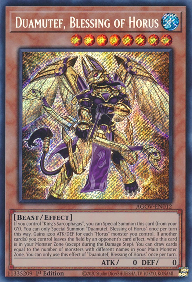 Duamutef, Blessing of Horus [AGOV-EN012] Secret Rare | Exor Games Dartmouth