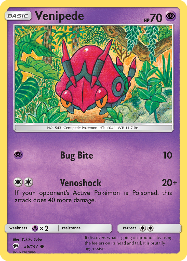 Venipede (56/147) [Sun & Moon: Burning Shadows] | Exor Games Dartmouth