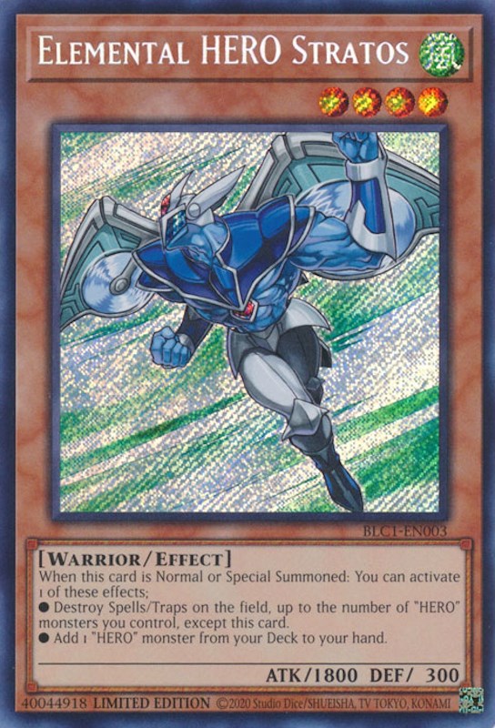 Elemental HERO Stratos [BLC1-EN003] Secret Rare | Exor Games Dartmouth