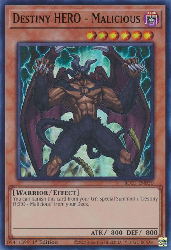 Destiny HERO - Malicious [BLC1-EN030] Ultra Rare | Exor Games Dartmouth