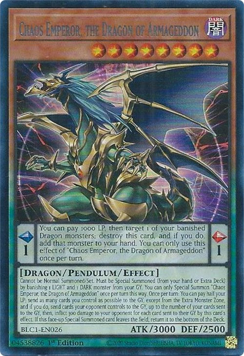 Chaos Emperor, the Dragon of Armageddon (Silver) [BLC1-EN026] Ultra Rare | Exor Games Dartmouth